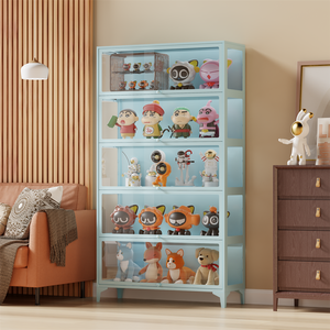 Porte rabattable métal vitrine moderne verre à trois côtés conception d'économie d'espace <span class=keywords><strong>pour</strong></span> les collectionneurs Figurine vitrine salon entrée - Product Image 3