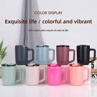 Tazas de Café Portátiles Ecológicas, Taza de Agua de Acero Inoxidable con Logotipo Personalizado Impreso, con Tapa Hermética y Asa para Oficina, Hogar y Escritorio