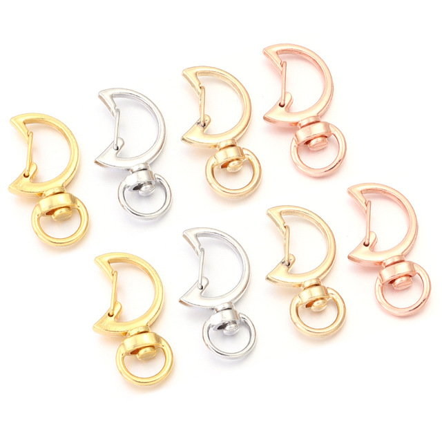 Wholesale Gold Swivel Keychain Hook | Moon-Shaped Metal Lobster Clasp for DIY Bag Charms