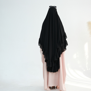 Großhandel Damenkleidung Eleganter Doppellagiger Rüschen-Khimar Islamische Kleidung Abaya Muslimisches Kleid Maxi-Khimar Chador - Product Image 6