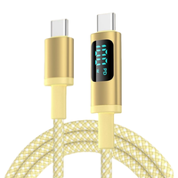 Kabel Pengisian Cepat 100w Grosir 1m Kabel Data Tipe c ke Tipe c Berbahan Nilon Kepang Kabel USB untuk Ponsel dengan Layar LED