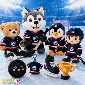 Figurines en peluche OEM pour ensemble sportif patinoire, ours, husky, pingouin, joueurs - Product Image 1