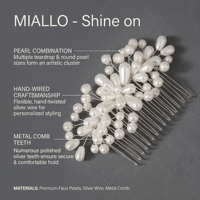 Peigne à cheveux élégant en métal plaqué argent avec perles HS-J7541 pour demoiselles d'honneur, fête de mariage, accessoire de cheveux de style vintage