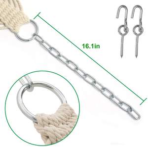 WOQI Hamacs 13.2FT Hamac traditionnel en corde de coton avec chaînes et crochets pour cour Double bois massif - Product Image 3