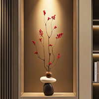 Vas Keramik Transparan Bertumpuk Modern TONFO Bentuk Batu Abstrak Motif Batu Bertema Persimmon Vas Bunga Dekoratif