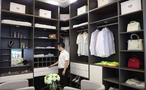 Système de dressing sur mesure SANTOPOVA avec étagères ouvertes et design de comptoir de toilette - Product Image 5