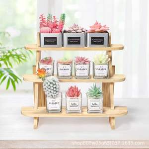 Wooden Multi Tier <b>Shelf</b> 3 Floors Standing Type Eco Friendly Storage <b>Rack</b> For Home Organization Retro Color Rectangle Shape - Product Image 1