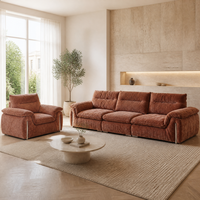 Ensemble de canapés contemporains avec dossier réglable, style italien vintage minimaliste en tissu chenille