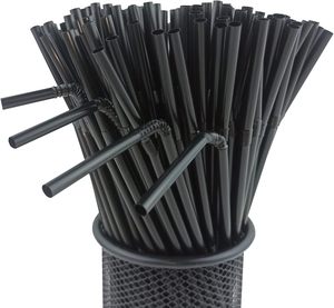 Disposable Eco-Friendly Recyclable Black Custom Bar Accessories Camping <b>Drinking</b> Plastic <b>Straws</b> - Product Image 1
