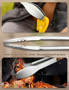 Offre Spéciale – Pinces de Barbecue 14 Pouces en Acier Inoxydable avec Manche en Bois pour Accessoires de Cuisine - Product Image 4