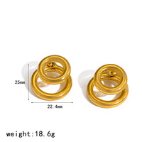 Boucles d'oreilles tendance géométriques minimalistes en acier inoxydable plaqué or 18 carats, double couche, inaltérables, pour femmes