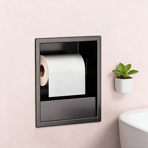 Boîte à mouchoirs et porte-serviettes en papier encastré mural moderne en acier inoxydable pour la douche et la salle de bain - Product Image 5