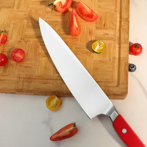 Cuchillo De şef profesyonel 8/9 inç yüksek karbon paslanmaz çelik dövme mutfak şef bıçağı kırmızı ABS kolu ile