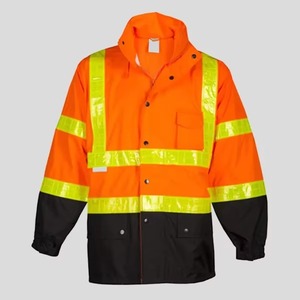 Veste de sécurité orange haute visibilité avec bandes réfléchissantes et panneau inférieur noir, vêtements de travail - Product Image 4