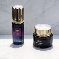 Bocaux en verre de luxe personnalisés OEM avec étiquette privée pour crème visage, crème contour des yeux, beurre corporel, violet foncé, ronds, 30g, 50g, taille personnalisée