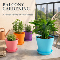 Pots de fleurs en plastique colorés en gros avec soucoupes, conteneurs pour plantes en résine PP pour serres, pépinières et centres de jardinage
