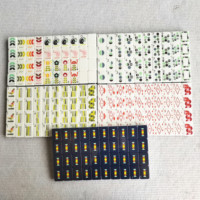 Jeu de Mahjong Américain MCM avec Tuiles Géométriques Florales, Motif Artistique Rétro Vert Olive, Pochette en Velours, Bam Bird Boutique