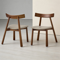 Chaises de salle à manger en bois massif de style nordique du milieu du siècle, revêtement en cuir, mobilier minimaliste de luxe pour restaurant et maison