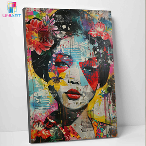 UNIART Banksy femme <span class=keywords><strong>japonaise</strong></span> toile <span class=keywords><strong>peinture</strong></span> accrocheur graffiti décoration murale cadeau parfait pour les amateurs de culture amoureuse - Product Image 1