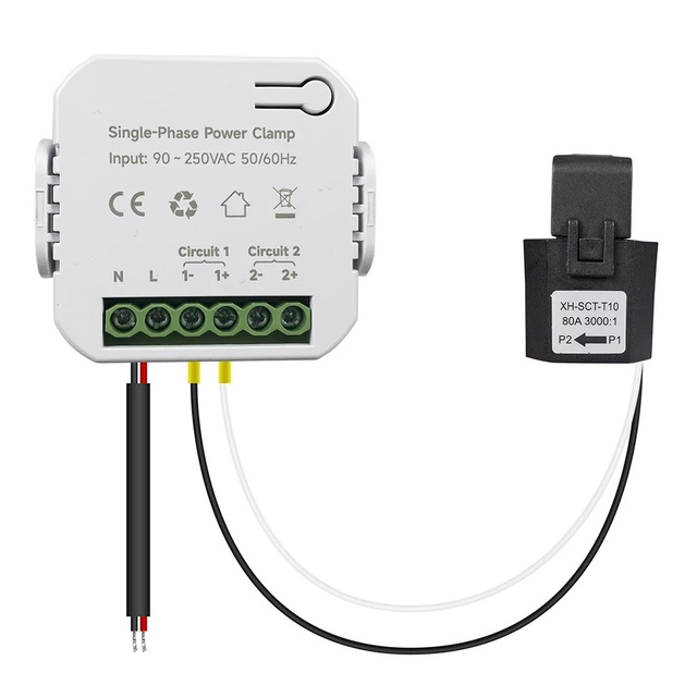 200A Tuya Smart WiFi Energy Meter with 2XCurrent Transformer Clamp 90-250V KWh Power Monitor Electricity Statistics