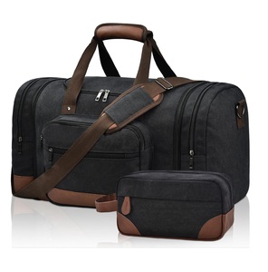 조절 가능한 어깨 끈이있는 남성용 캔버스 더플 백 확장 가능한 용량 여러 포켓 및 세면 도구 가방 - Product Image 1