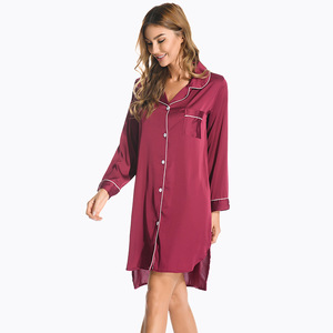 Offre Spéciale boutonné vêtements de nuit été à manches longues vêtements de nuit doux 100% soie nuisettes pour femmes Sexy <span class=keywords><strong>nuisette</strong></span> Design chemise robe - Product Image 4