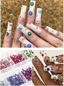 คริสตัลตกแต่งเล็บ 12 ชิ้นแบบเรียบ - อัญมณีแบบแบนสำหรับตกแต่งได้หลากหลาย - ประดับเล็บ รองเท้า กระเป๋าเครื่องสำอาง - Product Image 6