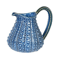 Pichet artisanal en céramique en forme d'ormeau, poterie décorative en porcelaine bleu-vert