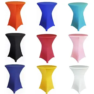 Hot Sale Spandex Cocktail Table Cover Fitted High Top Round Table Cloth For Wedding Party Banquet Event Hotel Restaurant
