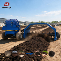 Machine à déversement de compost robuste tractée par un tracteur, équipement de fermentation d'engrais organique pour le traitement du fumier