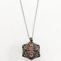 Collier porte-dés polyédrique en pierre précieuse, boîte à dés creuse D20 pour joueur de DND