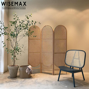 WISEMAX FURNITURE French Elegant Style <strong>Screen</strong> Wooden Frame Luxury Rattan <strong>Wicker</strong> Weaving <strong>Screen</strong> for Restaurant - Product Image 1