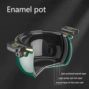 Marmite à soupe, <span class=keywords><strong>faitout</strong></span>, <span class=keywords><strong>cocotte</strong></span>, casserole multifonction en émail avec couvercle en verre, compatible gaz, micro-pression, nouveau style, 5 litres, 7L - Product Image 4