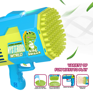 Ensembles cadeaux dessin animé lapin et dinosaure <span class=keywords><strong>73</strong></span> trous Gatling pistolet à bulles fusée électrique Machine à bulles Bazooka lanceur extérieur enfant jouet - Product Image 5