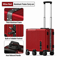 Valise à roulettes multifonctionnelle JX en aluminium pour enfants, bagage cabine 20 pouces, chariot de voyage