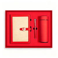 Carnet de notes professionnel de luxe en cuir rigide, journal/agenda, avec logo personnalisé, coffret cadeau, 100 feuilles, reliure cousue, ensemble stylo et bouteille