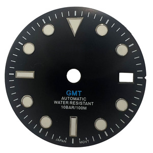 Fabrikant <span class=keywords><strong>Custom</strong></span> S-Logo Hoge Kwaliteit 28.5Mm Gmt Blauw-Groen Lichtgevende Horloge Wijzerplaat Geschikt Nh34 Bewegingen Horloge Wijzerplaat - Product Image 3