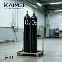 Cilindro de Gas Oxígeno de Grado Semiconductivo 99.9999% 6N, Acero, 47L, 150 Bar, UHP, Recarga de Gas O2, Válvula CGA540, Estándar DOT ISO9809