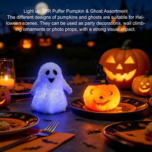 Luz de Halloween Neon-Glo, Pequeño Globo de TPR Naranja con Forma de Sombrero de Bruja y Calabaza, Decoración Novedosa Ecológica y No Tóxica para Aliviar el Estrés - Product Image 3