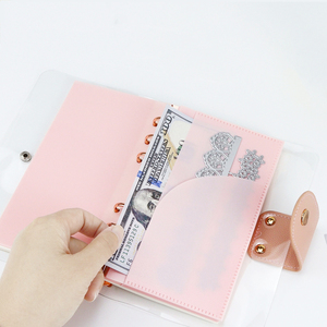 A6 Frosted PP tiền mặt Phong Bì 2 túi màu hồng zipperless lá lỏng lẻo 6 lỗ Tiền Phong bì Ngân Sách Tiền Mặt phong bì hệ thống Ví - Product Image 1