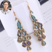 2025 anting-anting berlian imitasi besar wanita anting-anting kancing merak rumbai berlian alami berkilau mode kristal