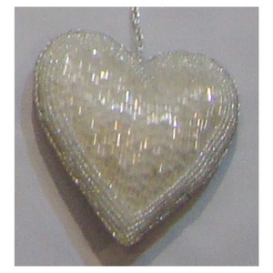 Excellent Beaded Work Christmas Hanging Ornament Heart Shape - Product Image 1