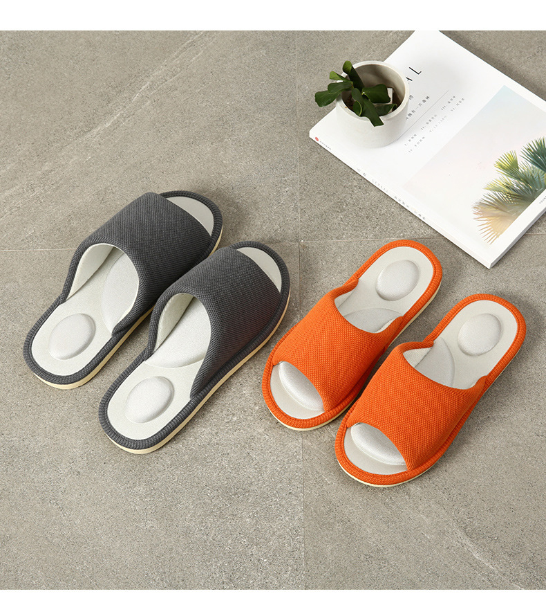 2023 New Linen Indoor Household Slippers Non-slip Couple Massage Slippers Wholesale
