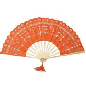 Éventails pliants en dentelle colorée de haute qualité, longueur 27 cm, avec pompon, pour cadeaux de mariage et événements nuptiaux - Product Image 3