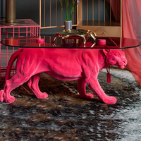 Table basse en verre de luxe marocaine, forme animalière léopard, moderne, écologique, haut de gamme, pour le salon