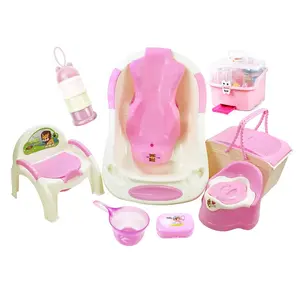 Kunststoff Baby Badewanne Set 9 PCS mit Flasche Trocknen Rack Töpfchen Korb