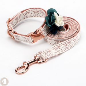 Collier et laisse personnalisés en dentelle beige <span class=keywords><strong>pour</strong></span> <span class=keywords><strong>chien</strong></span> et chat, <span class=keywords><strong>harnais</strong></span> en polyester floral de style H - Durable, <span class=keywords><strong>petit</strong></span>/moyen/grand - Product Image 4