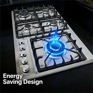 <span class=keywords><strong>Cuisinière</strong></span> à <span class=keywords><strong>gaz</strong></span> encastrable à cinq brûleurs en acier inoxydable avec efficacité énergétique de classe A, fonctionnement sur batterie pour hôtel et usage domestique - Product Image 3