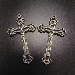53*30mm 앤티크 실버 도금 합금 십자가 아연 INRI 예수 십자가 이탈리아 묵주 종교 십자가 펜던트 - Product Image 3