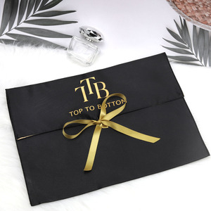 Bolsa de satén negra al por mayor con logo personalizado impreso, para ropa, pelucas, regalos, bolsa de seda antipolvo de doble capa - Product Image 2